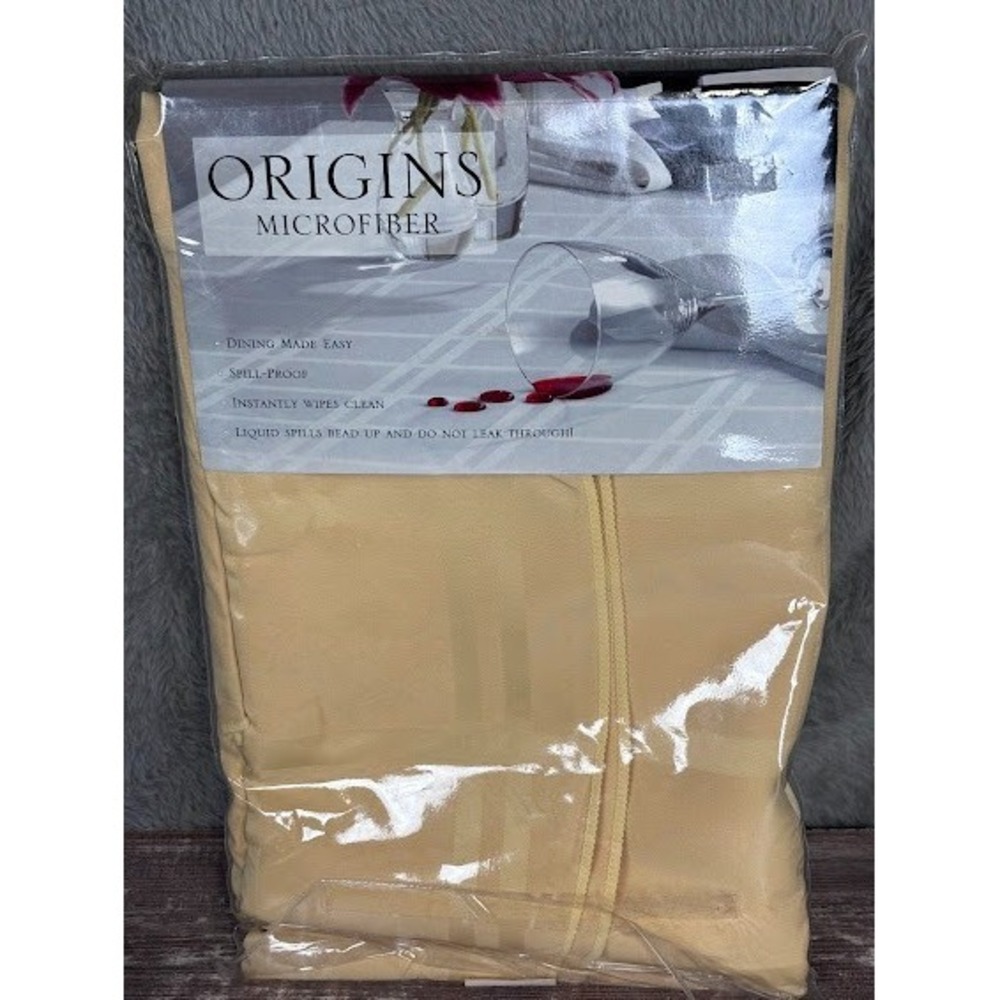 Origins Bardwil Microfiber Tablecloth‎ 60x102 Oval Spill-Proof Wipe Clean Yellow